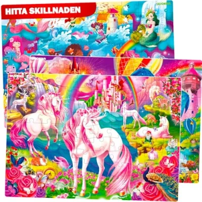 Bild av QUOKKA 100 Piece Puzzles for Kids Ages 8 10 3XSET 4 6 Search &amp; Find Mermaids Unicorns Kid Activities Included 5 Year Old Toddler Learning Toy Game Gift Girls