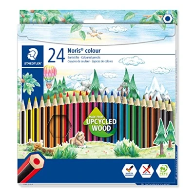 Bild av STAEDTLER Buntstifte Noris colour, ergonomische Softoberfläche, sechskantform, erhöhte Bruchfestigkeit, WOPEX Material, 24 in brillanten Farben, 185 C24