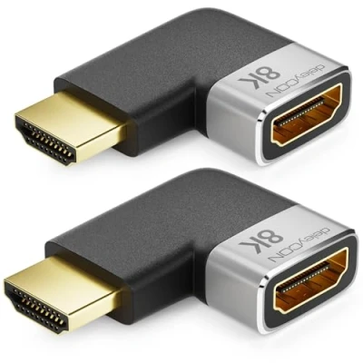 Bild av deleyCON 2 Stycken HDMI Adapter Kopplingskontakt 8K@60Hz / 4K@120Hz UHD 7680x4320 Aluminium 2.1 ARC HDR10+ Dolby Vision VRR ALLM 48Gbps Rätvinklig Grå Svart