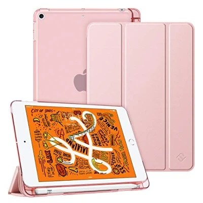 Bild av FINTIE fodral för iPad Mini 5e Gen 7,9&quot; 2019 tunt lätt halvgenomskinligt skydd, med pennhållare sömnfunktion/automatisk väckarklocka (roséguld)