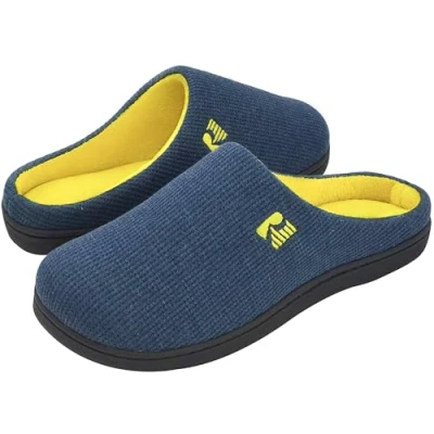 Bild av RockDove Män original tvåfärgad skumfylld toffel, Navy and Yellow 38/39 EU