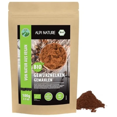 Bild av Alpi Nature ekologisk mald kryddnejlika (100g), från kontrollerad odling, kryddnejlikapulver 100% naturligt, utan tillsatser, vegansk