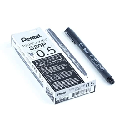 Bild av Pentel S20P Pointliner, fineliner spets 0,5 mm svart 12 st