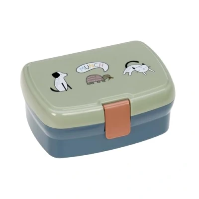 Bild av LÄSSIG Lunchlåda för barn med avtagbar avdelning, BPA fri/Happy Prints, blå