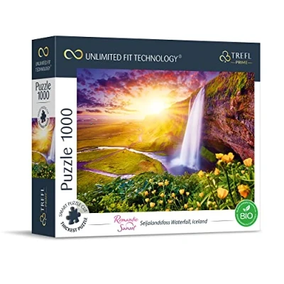 Bild av Trefl Prime Puzzle UFT Romantic Sunset:Seljalandsfoss Waterfall, Iceland 1000 bitar tjockaste kartongen, BIO, isländskt landskap, kreativ underhållning för vuxna och barn över 12 år