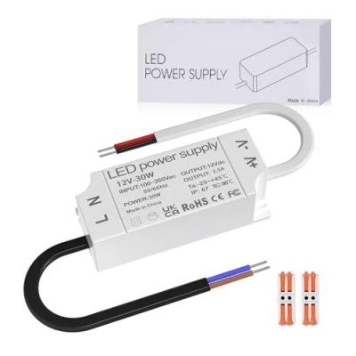 Bild av Mini LED transformator 12V 30W IP67 Vattentät 230V till 2.5A AC/DC Nätaggregat Inomhus/Utomhus GU5.3 band CCTV kamera