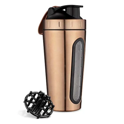 Bild av Navaris Proteinshaker shaker för proteindrycker vatten kaffe juice mjölk flaska i rostfritt stål med boll vispning