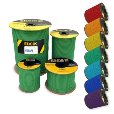 Bild av EDCX 4mm Nylon Paracord 550 100m (330 fot) Typ III, 100% nylonrep, 7 trådsrep, nylonrep i enfärgade färger (Green, 100 m)