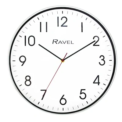 Bild av Ravel modern 40 cm kontors och köksväggklocka analog kvarts RWC.40.4 vit