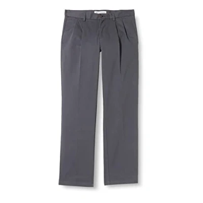 Bild av Amazon Essentials herr klassisk passform skrynkelfri veckad chinos byxa (finns i stora och långa), grå, 33 B x 32 L