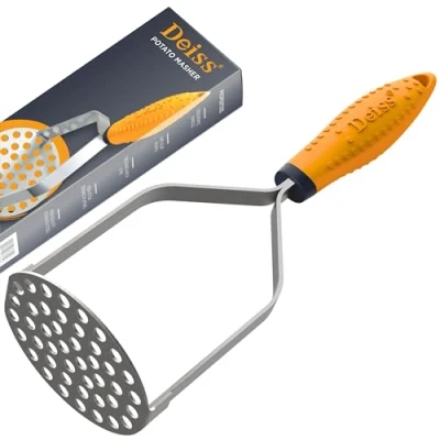 Bild av Deiss PRO Heavy Duty Stainless Steel Potato Masher with Non Slip Rubber Handle High Quality Hand Held for Struggle Free Mashing Dishwasher Safe Vegetable and Fruit