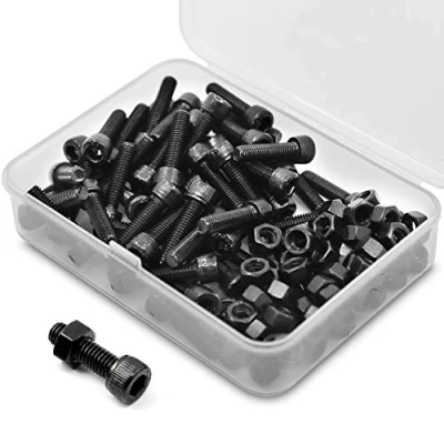 Bild av M5 x 10 mm 80 stycken insexskruv och mutter kombinationsbox cylinderskruvar med insexkant svart 12,9 grader kolstål