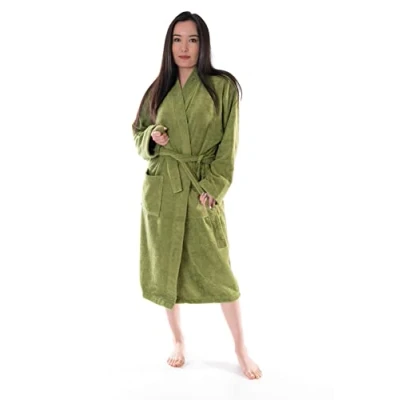 Bild av Ege Organics ekologisk Badrock, mjuk och absorberande 100% GOTS certifierad turkisk bomull Unisex, Olivgrön, Large X