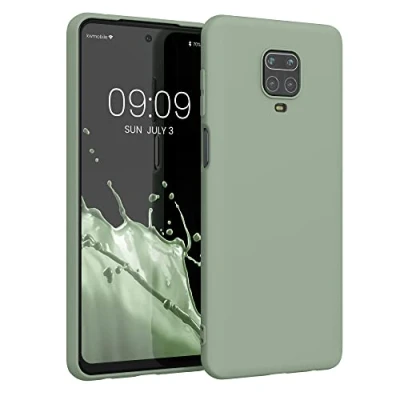Bild av kwmobile Fodral kompatibelt med Xiaomi Redmi Note 9S / 9 Pro Max mjukt silikonfodral grön grå