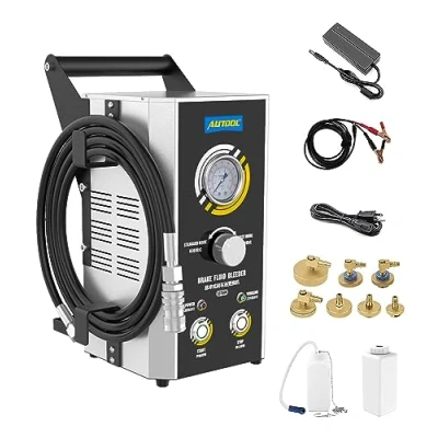 Bild av AUTOOL AST609 bilbromsavluftning 12V 220V 110V, automatisk bromsvätskepulserande avluftare med 2 trycklägen (0 3bar)/7 olika adaptertyper för alla fordon