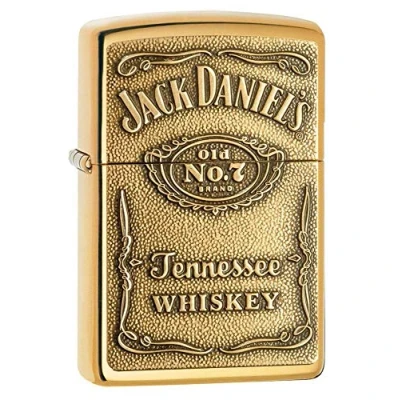 Bild av Zippo Original tändare 254BJD428 mässing Jack Daniels emblem högpolerad