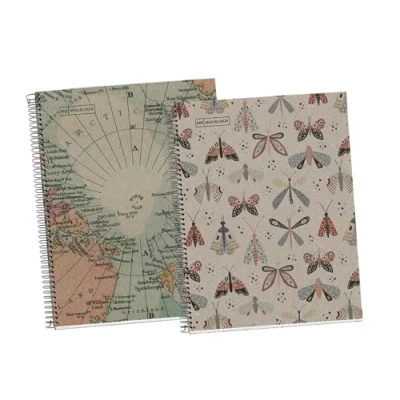 Bild av Miquelrius Pack 2 Notebooks 100% Återvunnen storlek A4 med rutnät 5mm Ark 80gr, mikroperforerade, marginal 4 hål och remsa av färg Design Ecobutterfly Ecomaps