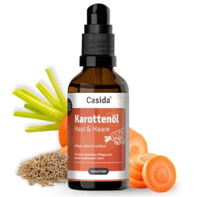 Bild av Casida Morotsolja 50 ml hud och hår naturlig ren blandning av morotsfröolja morotsrot extrakt vård brun vegansk