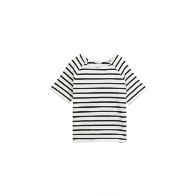 Bild av TOM Tailor Striped Tshirt med print, Storlek: Small, Black off white stripe
