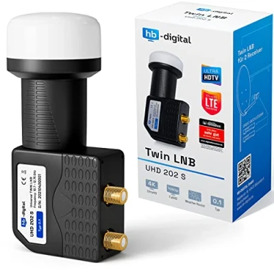 Bild av HB DIGITAL LNB LNC 2 deltagare direkt Full HD TV 3D 4K kontakter förgyllda väderskydd Twin HB_UHD_202_S