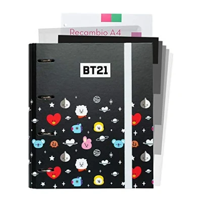 Bild av Grupo Erik Förpackning: BT21 pärm och refill A4 med 4 ringar ark indelare skolmaterial, kontorsmaterial