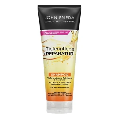 Bild av John Frieda djupvård + reparationsschampo innehåll 250 ml djupeffektiv rengöring och reparation för skadat, extremt skadat hår