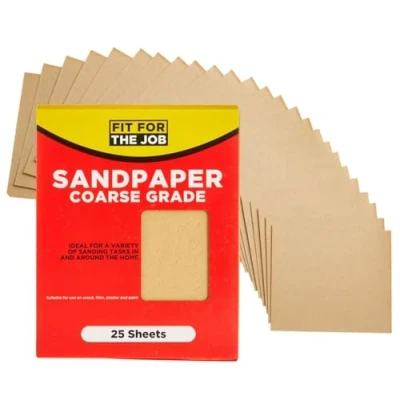 Bild av Fit for the Job 25 stora ark A4 storlek Grovt sandpapper för slipning av trä, möbler, metall, gips hemförbättring, dekoration och mer, 11 x 9 tum (230 280 mm) 11&quot; 9&quot;