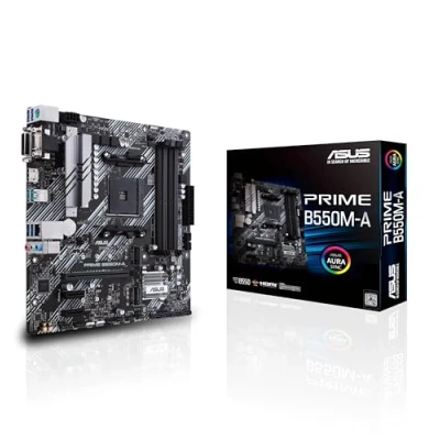 Bild av ASUS Prime B550M A AMD B550 (Ryzen AM4), dual M.2, PCIe 4.0, DDR4 4400, 1 Gb Ethernet, HDMI/D Sub/DVI, USB 3.2 Gen 2 Type A, Aura Sync RGB