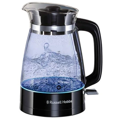 Bild av Russell Hobbs Classic Vattenkokare i glas, 1.7l, 2400W, blå LED belysning, snabbkokningsfunktion, avtagbart lock, perfekt hällpip, 360 bas med sladdförvaring, 26080 70