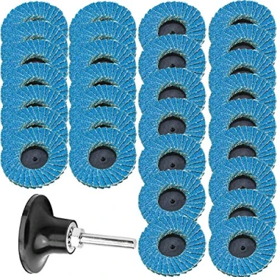 Bild av 30 st fläktskivor 50 mm slipskivor med 1/4 tums självhäftande skaft skafthållare, kornstorlek 40 60 80, fint medium grov