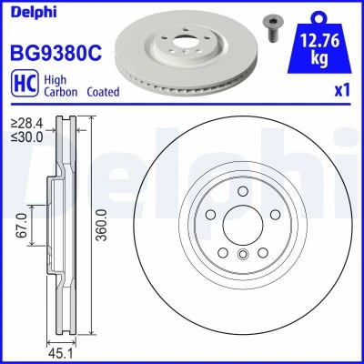 Bild av Bromsskiva DELPHI BG9380C