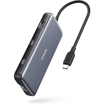 Bild av Anker 555 USB C dockningshubb (8 i 1) PowerExpand adapter, 100 W strömförsörjning, 4K 60 Hz HDMI, 10 Gbps och 2 A dataportar, Ethernet port, microSD SD minneskortläsare, för MacBook Pro
