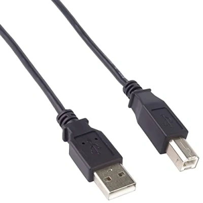 Bild av PremiumCord USB 2.0 High Speed kabel M/M 5 m, A kontakt till B kontakt, anslutningskabel för skanner etc, dubbel skärmad, AWG28, färg svart, längd m
