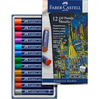 Bild av Faber Castell Creative Studio Färgkrita oljepastell blandade metalliska färger (paket om 12)