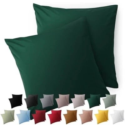 Bild av Blumtal Örngott 50x50 cm set med 2 Örngott, mörkgrön, av mjuk Mikrofiber tvättbart Oeko TEX certifierat för kuddar