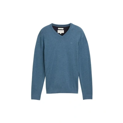 Bild av TOM Tailor MIT Vausschnitt Stickad tröja, Storlek: XXL, Real teal melange