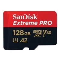 Bild av SanDisk 128 GB Extreme PRO microSDXC kort + SD adapter RescuePRO Deluxe, upp till 200 MB/s, med A2 app prestanda, UHS I, klass 10, U3, V30