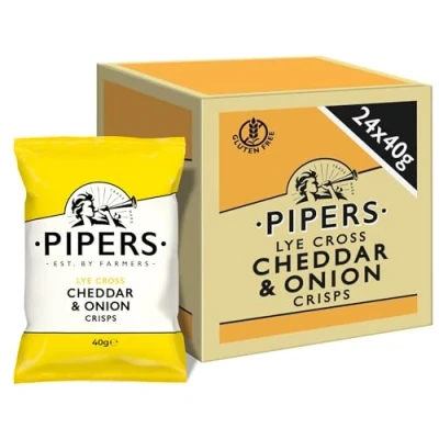 Bild av Pipers Crisps Lye Cross Cheddar &amp; Lök 40 g (förpackning med 24)