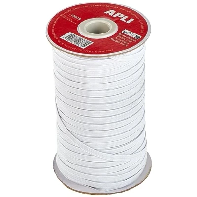 Bild av APLI 18675 Vit platt elastisk repspole 5 mm x 100 m