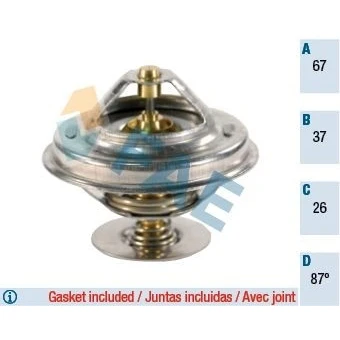 Bild av FAE 5302687 Thermostat d&#039;eau 87 avec joints VOLKSWAGEN: Transporter 4 Bus, 4, LT 28 46 2 Kasten, AUDI: Coupe B3, 80 B4 Berline