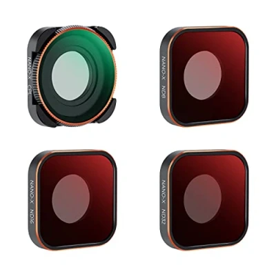 Bild av K&amp;F Concept ND filterset kompatibelt med GoPro Hero 11 10 Black 9, 4 pack (ND8, ND16, ND32, CPL) 9 actionkamera tillbehör neutral densitet polariseringslinsfilter kit