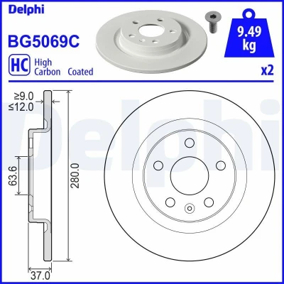 Bild av Bromsskiva DELPHI BG5069C