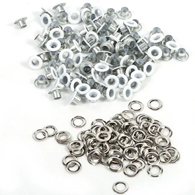 Bild av Metalloljor 4mm runda 100 stycken ?glor Nitar Scrapbooking oljor Brickor L?derhantverk V?skor (vit)