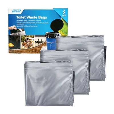 Bild av Camco 41546 säte med lock läckagefria avfallspåsar förvandlar standard 5 Gal. Hinkar till en bärbar toalett, för camping, vandring och jakt mer (51546)