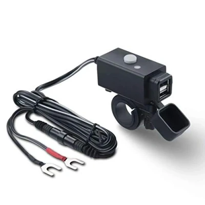 Bild av IMESTOU Motorcykel USB laddare 5 V 2,1 A vattentät säkrad med dubbel och strömbrytare arbete 12 V/24 fordon