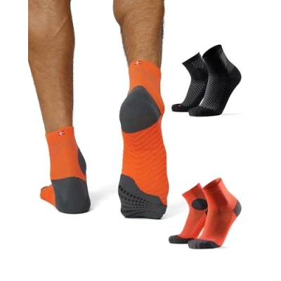 Bild av DANISH ENDURANCE Löparstrumpor, Anti friktion, slip, för Dam &amp; Herr, 2 pack, Flerfärgad (1x Svart, 1x Orange), 43 47