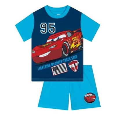 Bild av Disney Cars Pyjamas Pojke, Lightning McQueen Kortärmad Pyjamas, Sommarpyjamas Med Shorts, Blå 98