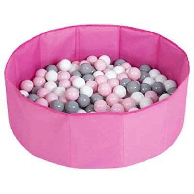 Bild av Selonis Färgfull vikbar bollhav med 100 bollar, rosa: vit/grå/pulverrosa