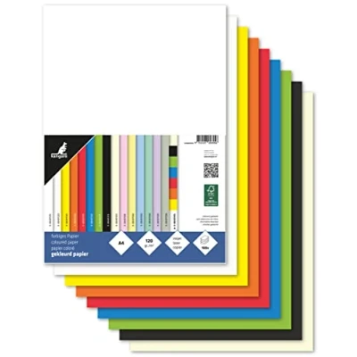 Bild av kangaro lerpapper färgmix DIN A4 120 g/m² FSC mix 100 pack brevpapper pysselpapper DIY, K 0043F415, gram