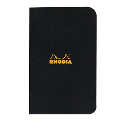 Bild av RHODIA 119159C svart Piqué anteckningsbok 7,5 x 12 cm små rutor 48 sidor Clairefontaine vitt papper 80 g/m mjukt, beständigt och vattentätt belagt kortskydd klassisk